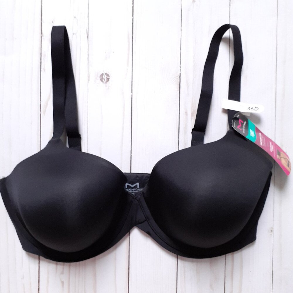 NWT Maidenform One Fab Fit® Modern Demi T-Shirt Underwire Bra DM7543 Black 36D